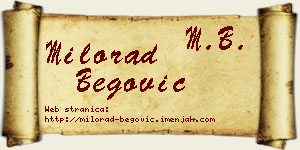 Milorad Begović vizit kartica